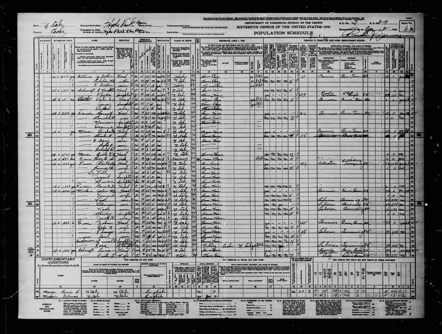 1940 United States Federal Census for household of J Arthur Gittens.jpg