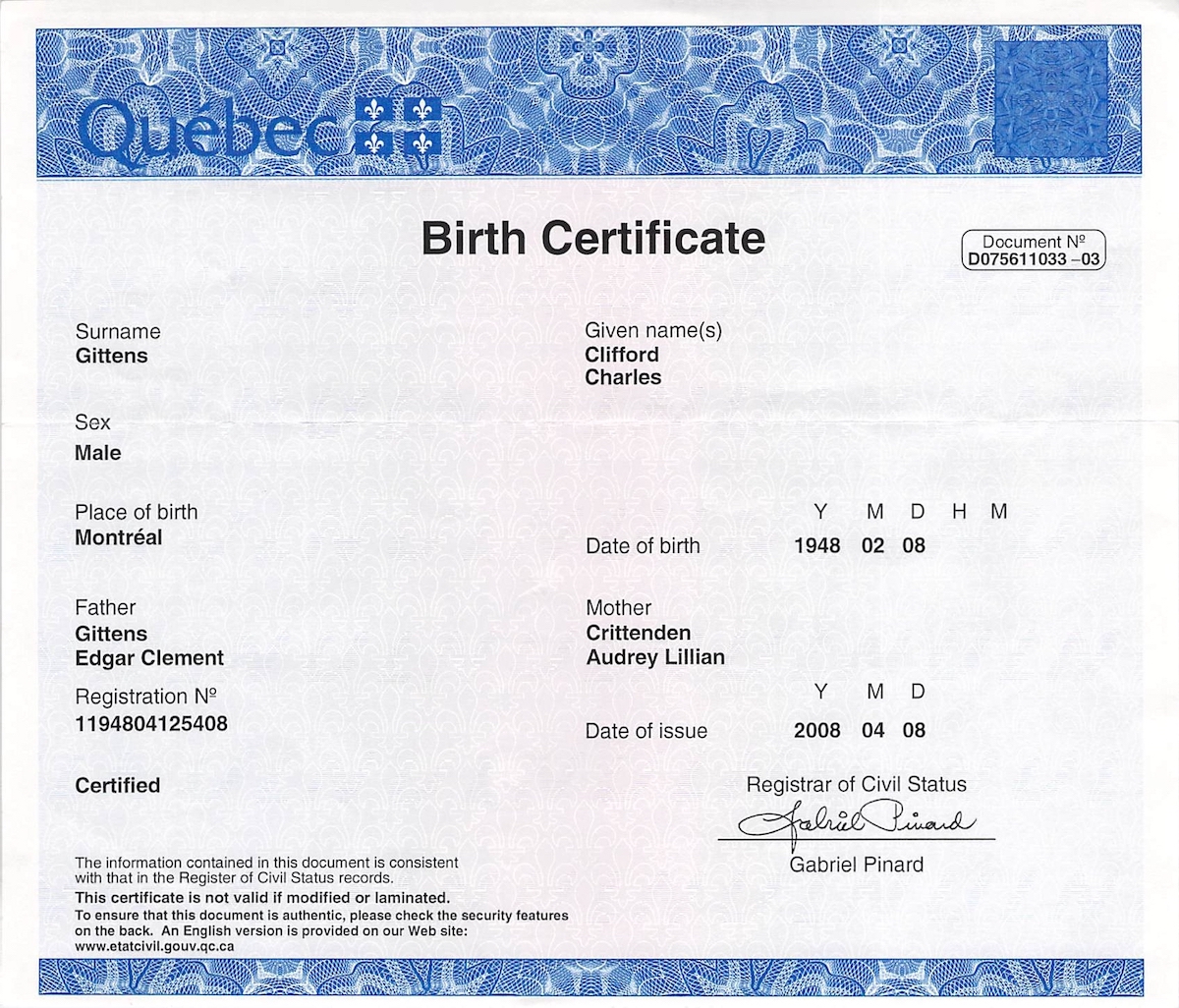 B-4_Clifford_Charles_Gittens_Birth_Certificate