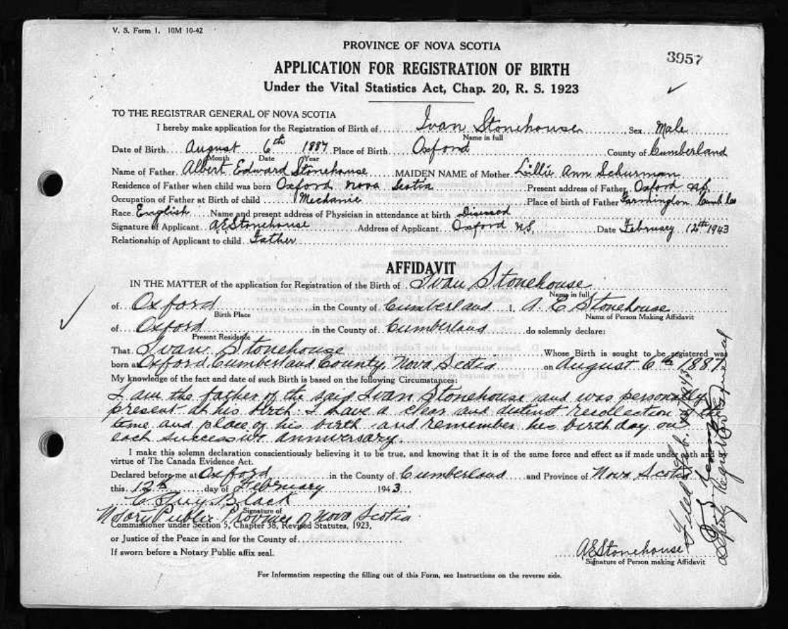 Birth Ivan Stonehouse