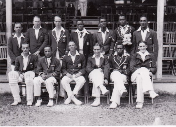 Standing: R.Griffith, Garnet M.Mayers, R.C. (Clement) Wood, G.Waithe, Cumberbatch, JED (Derek) Sealy, C.D.Spooner.
