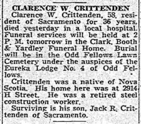 Death Notice Clarence W Crittenden