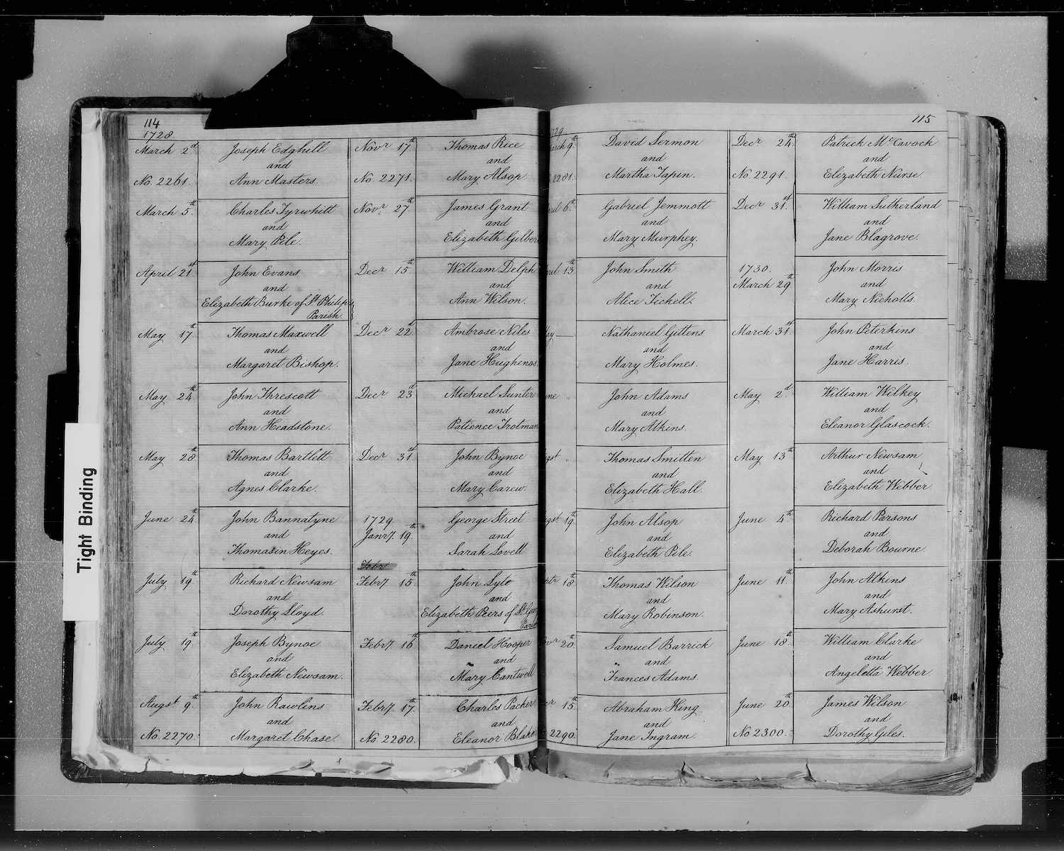 Gittens Holmes marriage 1729
