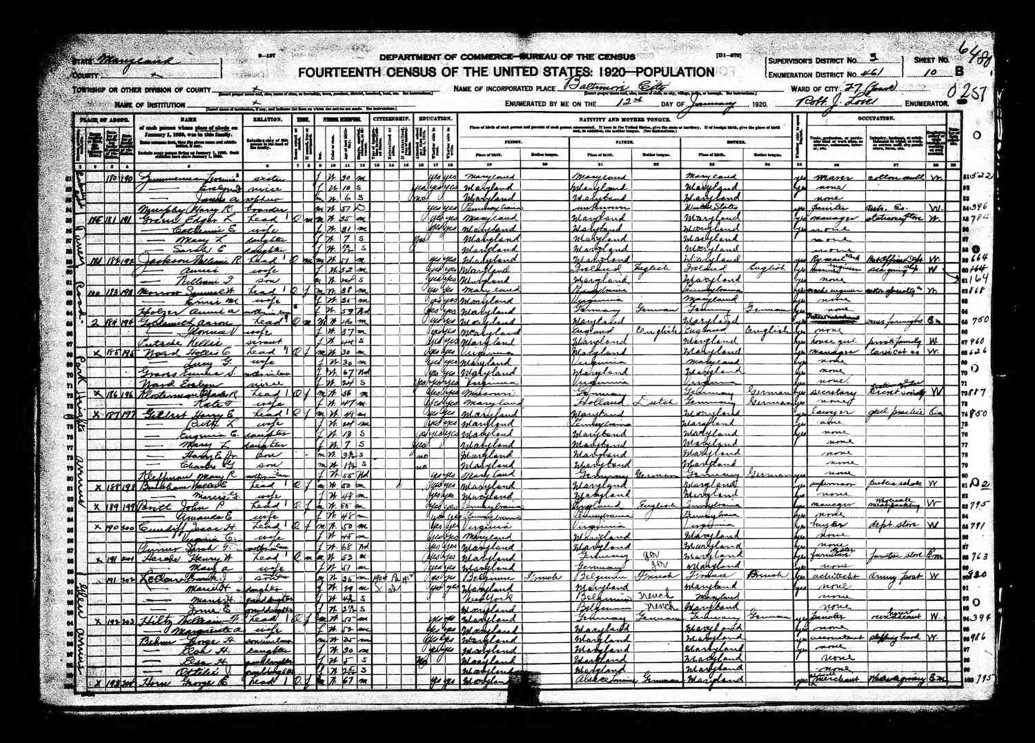 Herche Senior 1920 census.jpg