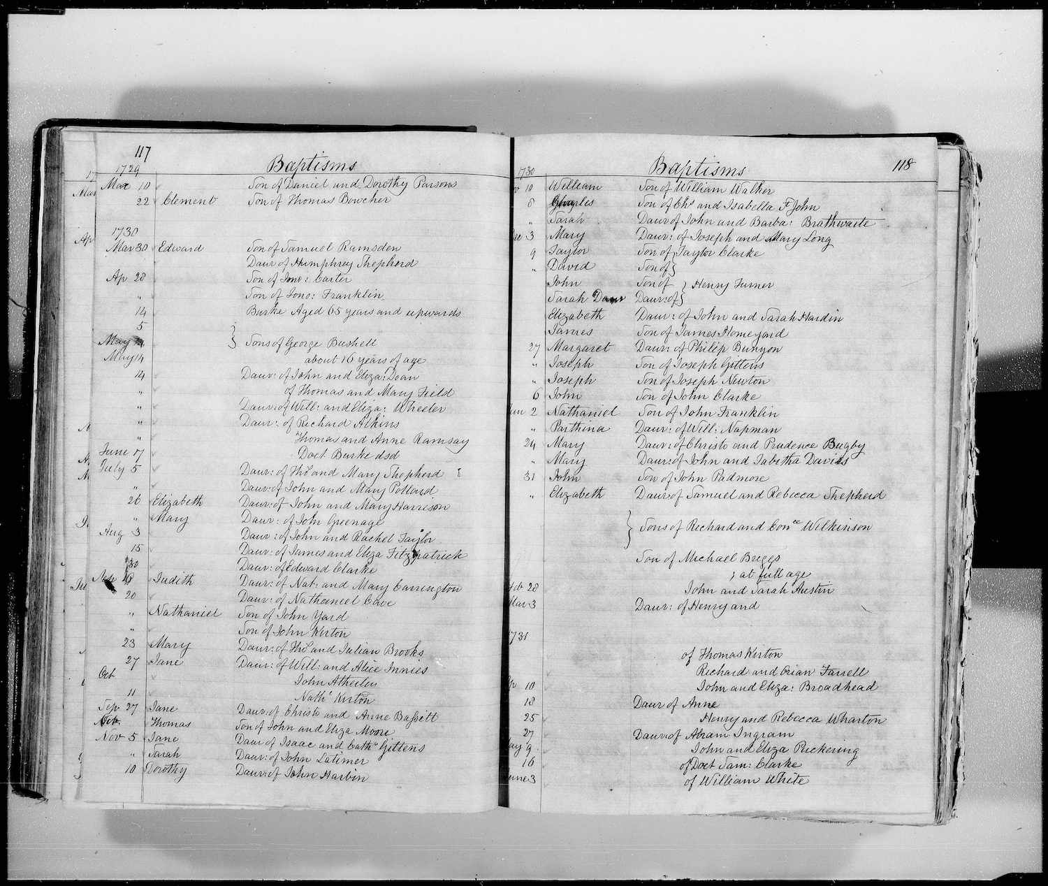 Joseph Gittens baptism 27 Dec 1730