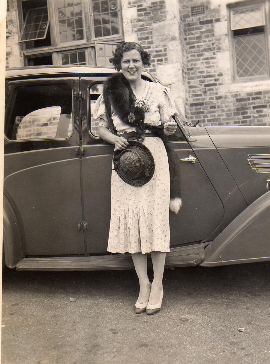 Kathlene (Kay) Wyndham Gittens with her  Wolsley car.