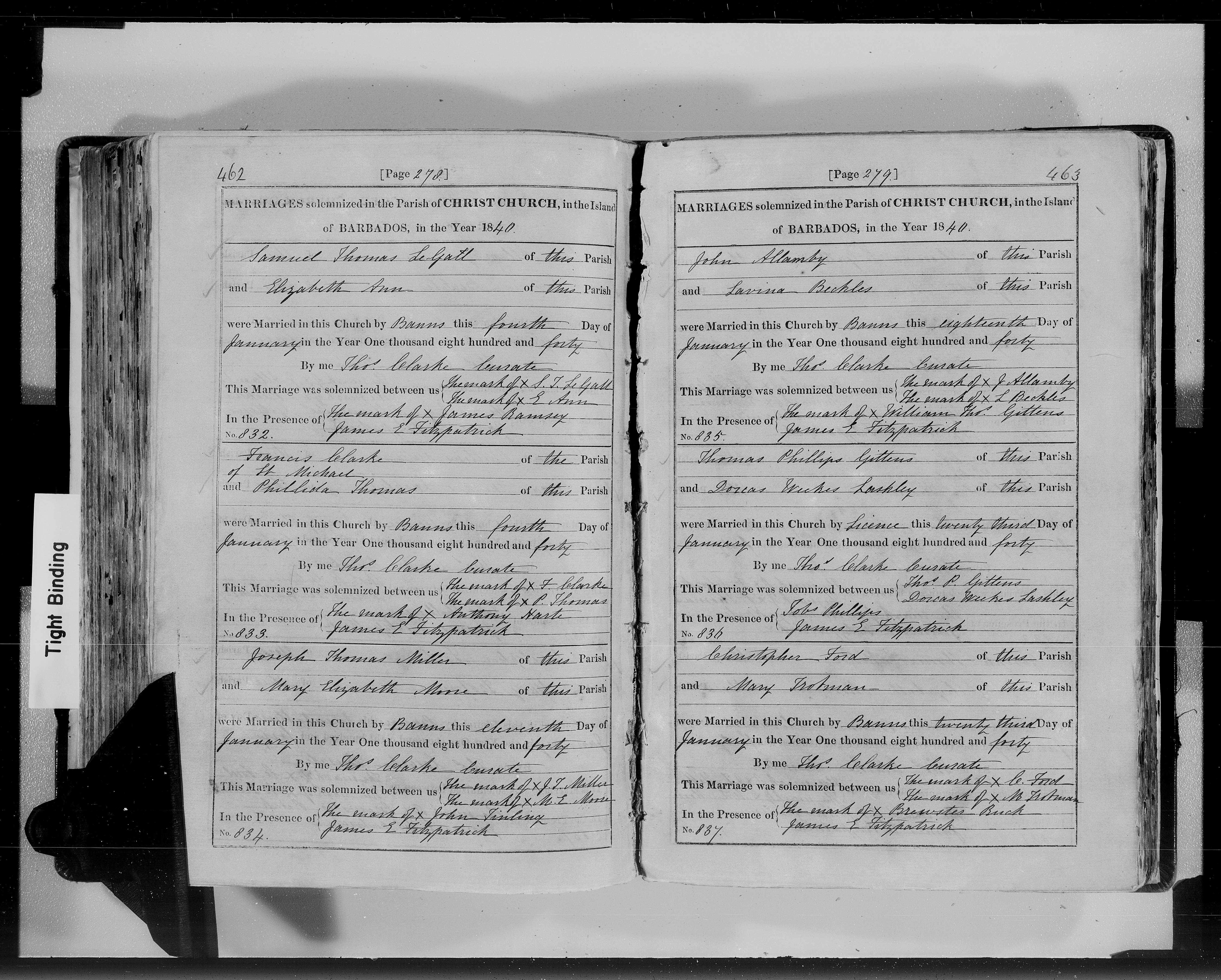 Marriage Thomas P Gittens to Dorcas Lashley