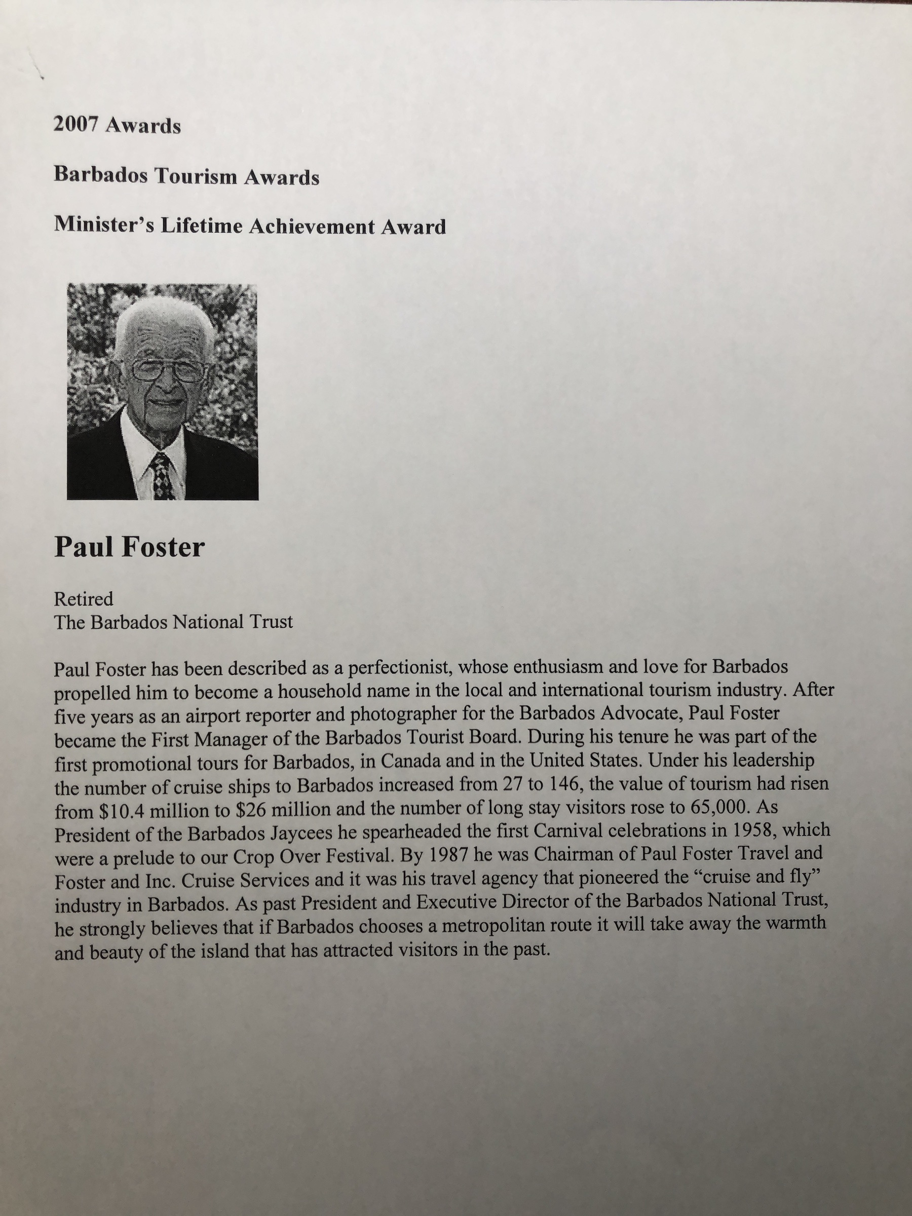 Ministers Lifetime Achievemant Award