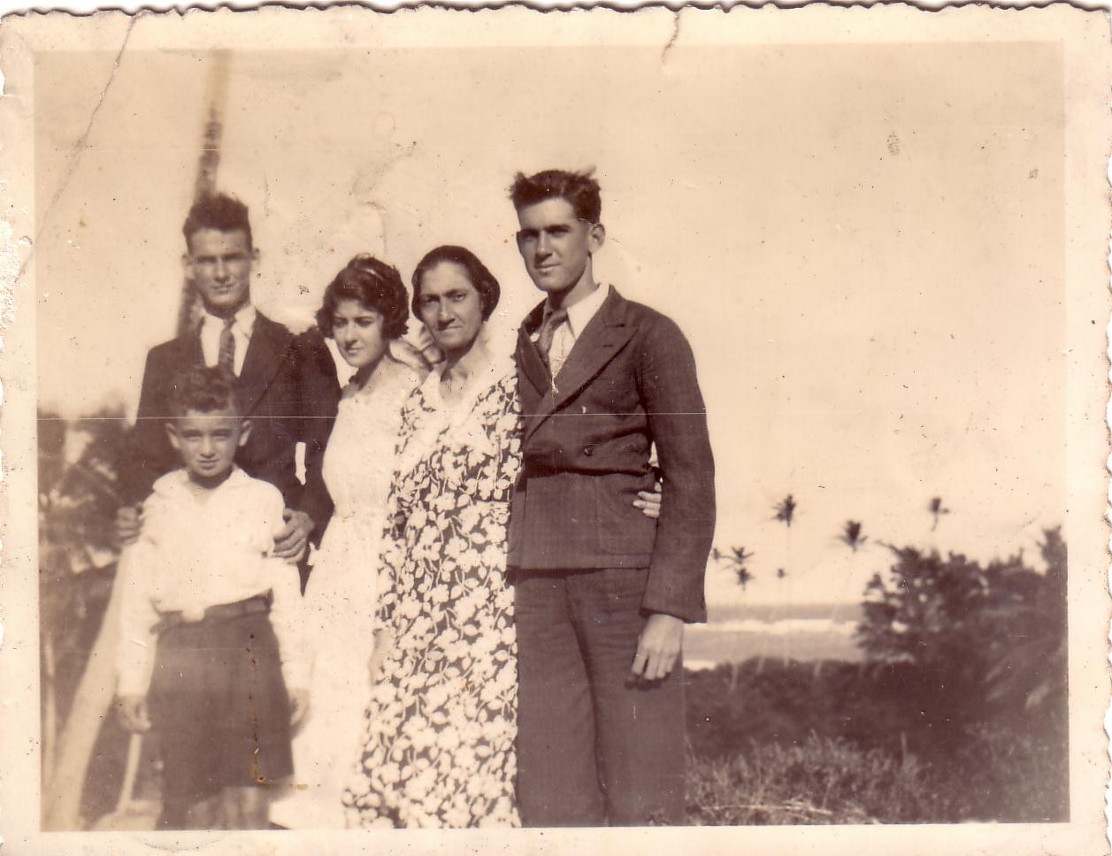 L-R: Ivan Gittens, Hilda Gittens, Anne 'Sis' (Foster) Gittens, Edgar Gittens, Paul Foster standing in front.