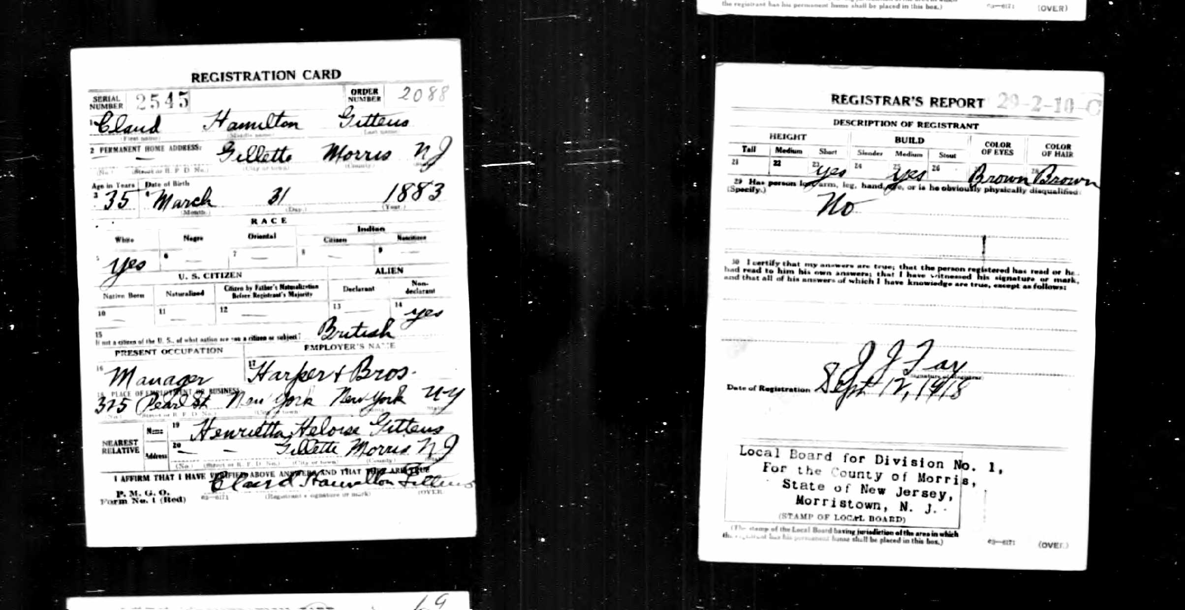 U.S.WorldWarIDraftRegistrationCards1917-1918ForClaudHamiltonGittens.jpg