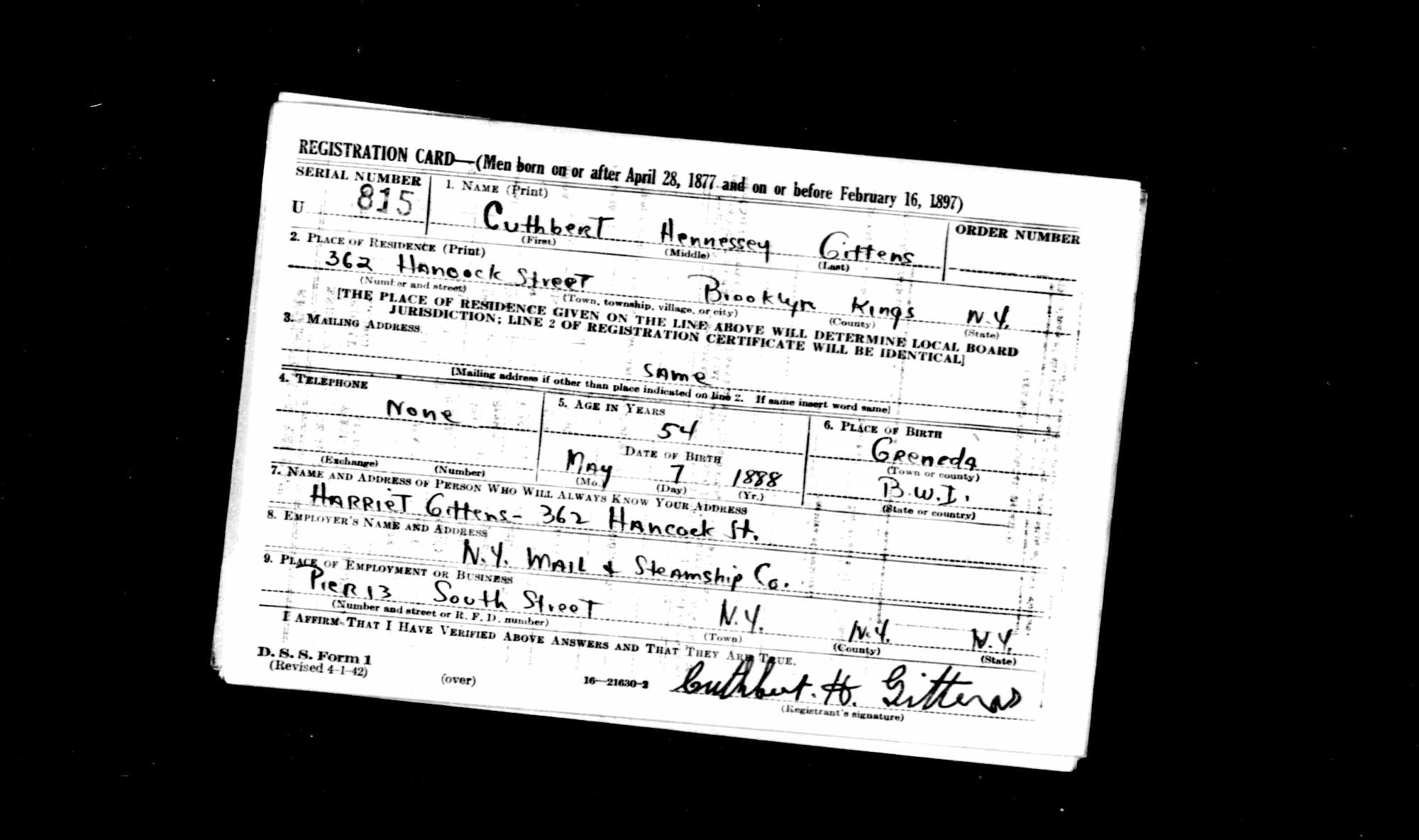 U.S.WorldWarIIDraftRegistrationCards1942ForCuthbertHennesseyGittens.jpg