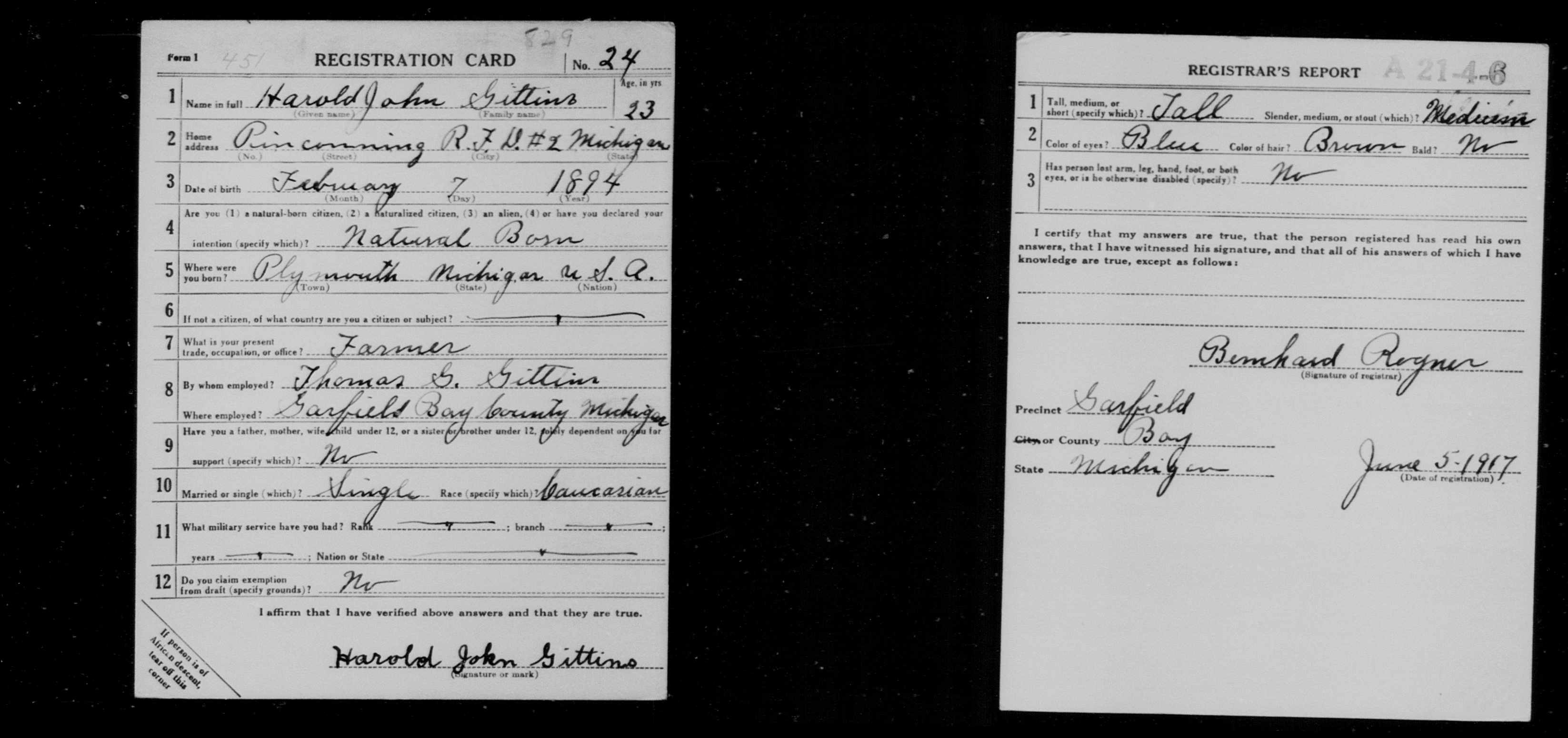 United States World War I Draft Registration Cards, 1917-1918